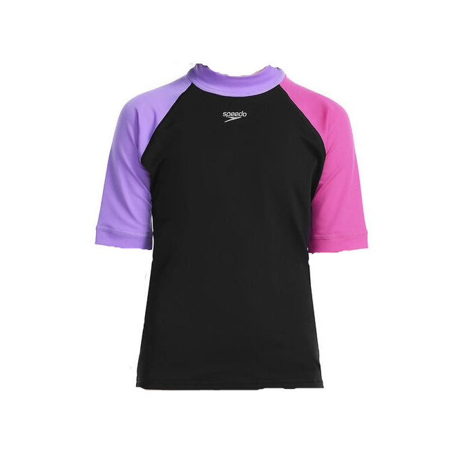 Girls Short Sleeve Sun Top Black/Purple/Pink – SQ Swim Shop