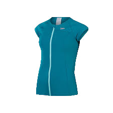 Womens Cap Sleeve Zip Up Sun Top Peacock
