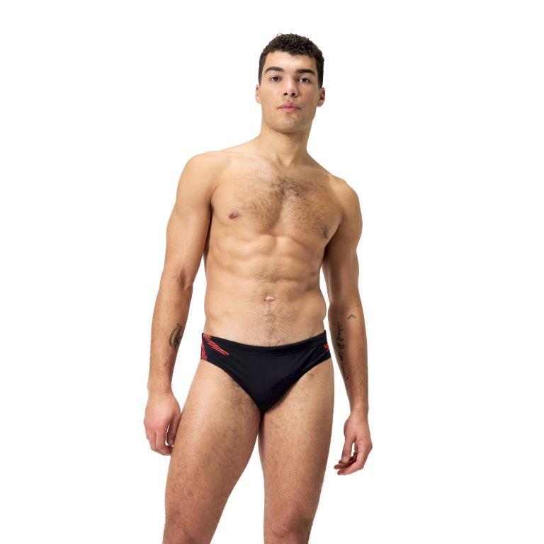 Mens 7cm Tech Panel Brief Black/Red/Charcoal