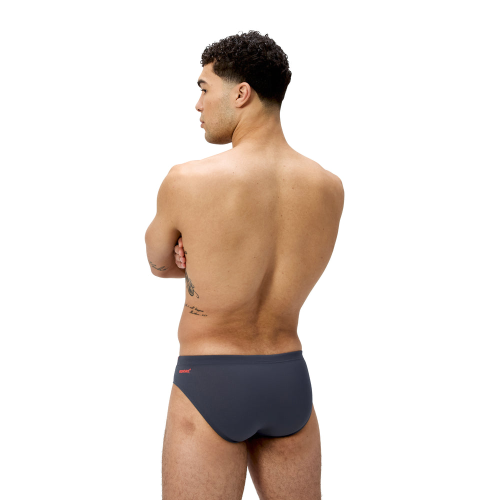 Mens Hyperboom Splice 7cm Brief Grey Lead/Neon Coral