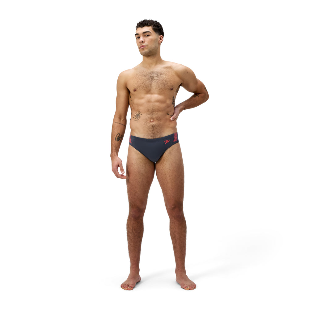Mens Hyperboom Splice 7cm Brief Grey Lead/Neon Coral