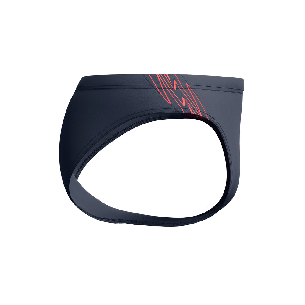 Mens Hyperboom Splice 7cm Brief Grey Lead/Neon Coral