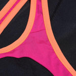 Womens Panel Legsuit Black/Pink/Orange