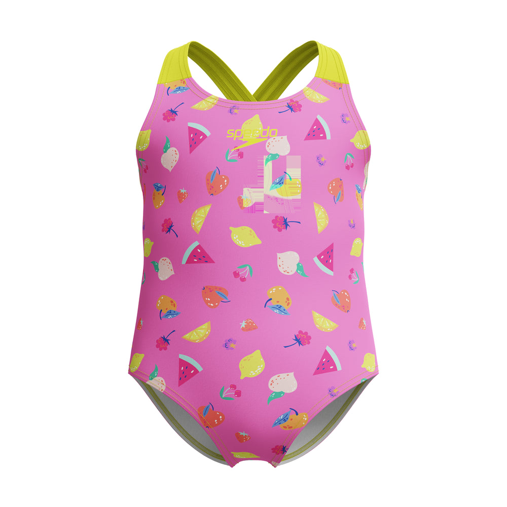 Toddler Girls Print Cross Back One Piece Neon Flamingo