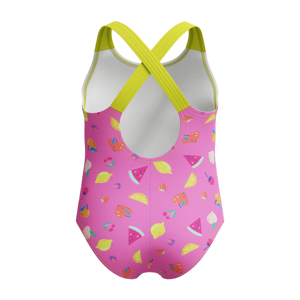 Toddler Girls Print Cross Back One Piece Neon Flamingo