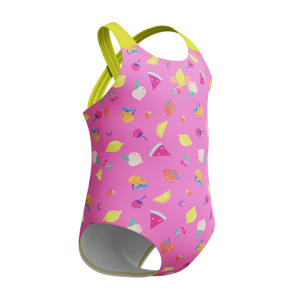 Toddler Girls Print Cross Back One Piece Neon Flamingo