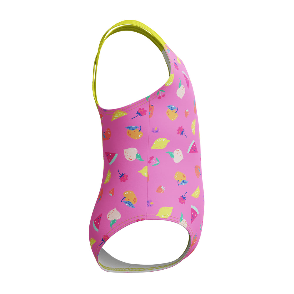 Toddler Girls Print Cross Back One Piece Neon Flamingo