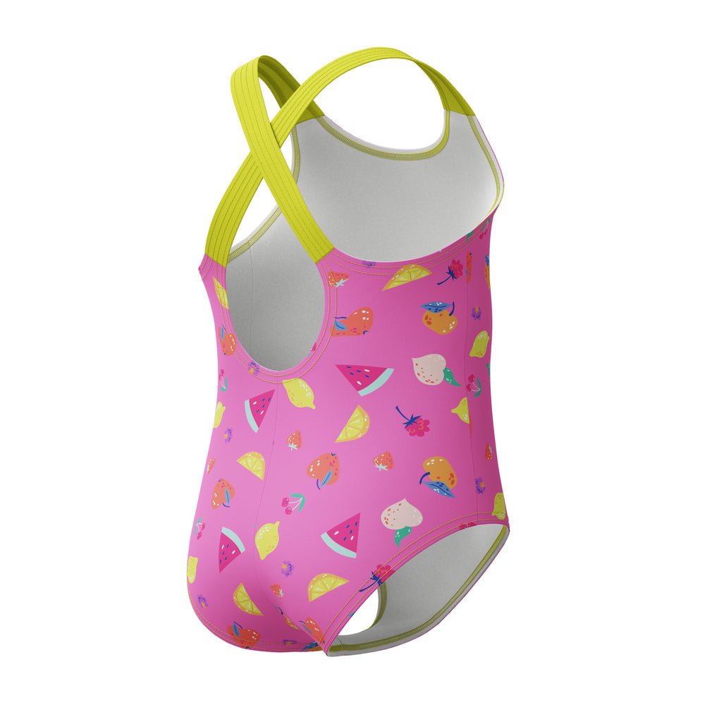 Toddler Girls Print Cross Back One Piece Neon Flamingo