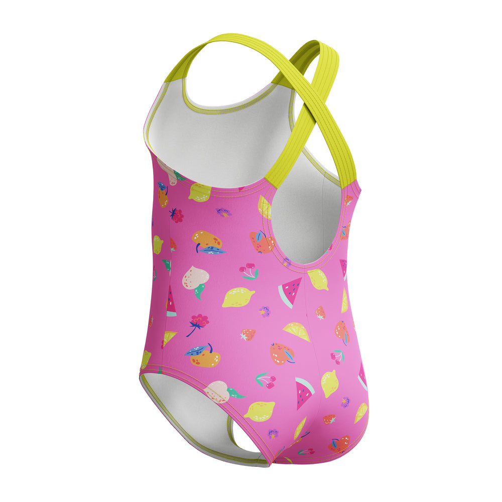 Toddler Girls Print Cross Back One Piece Neon Flamingo