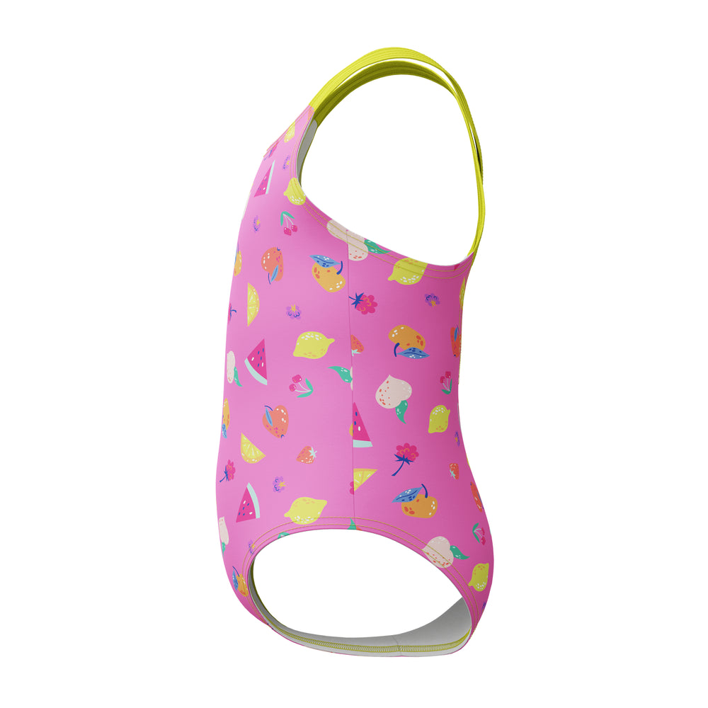 Toddler Girls Print Cross Back One Piece Neon Flamingo