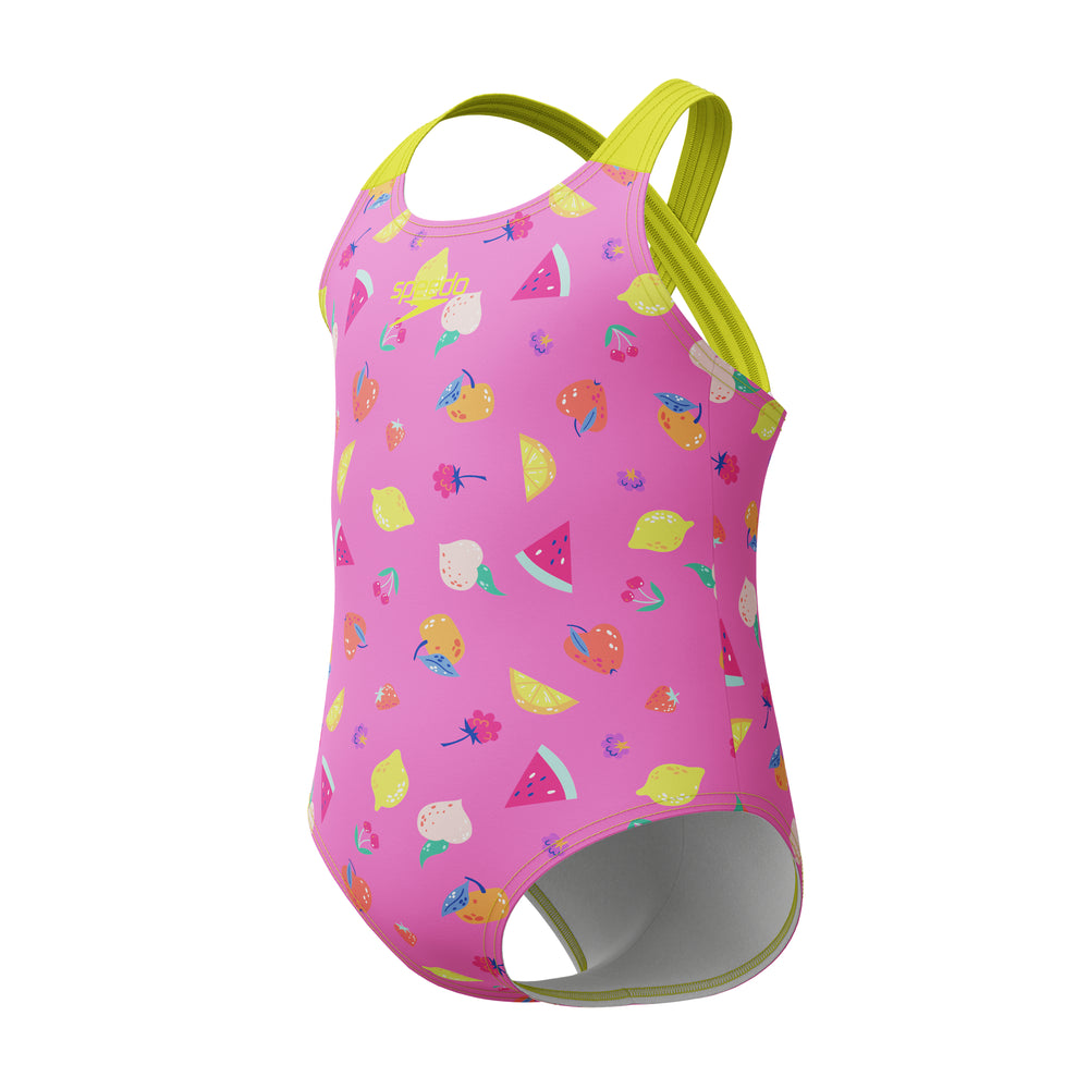 Toddler Girls Print Cross Back One Piece Neon Flamingo