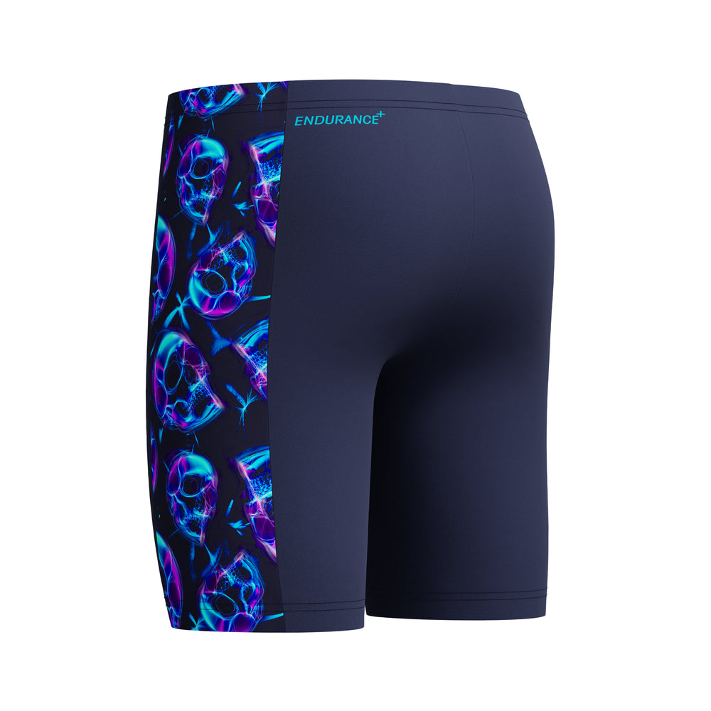 Boys Allover Print Panel Jammer Peacoat/Mayan Blue