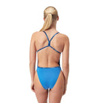 Womens Solid V-Back Servres Blue