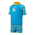Toddler Boys Short Sleeve Printed Rashi Set Baja Blue/Parrot