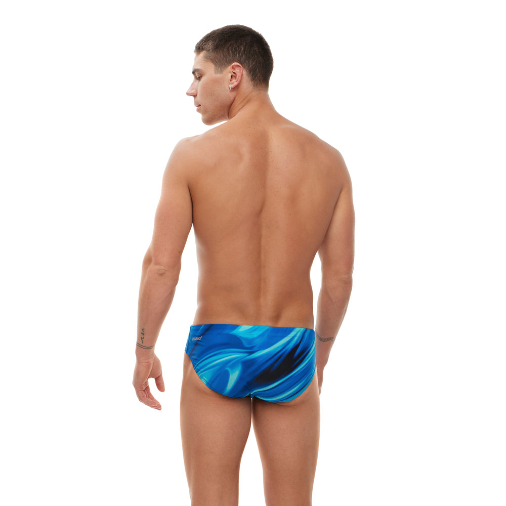 Mens Rapture Printed 7cm Brief Black/Cobalt