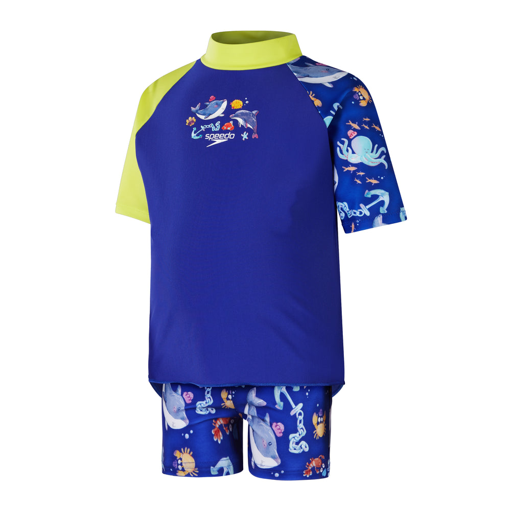 Toddler Boys Short Sleeve Sun Top Set Blue