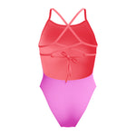 Womens Solid Lattice Tie-Back Neon Violet