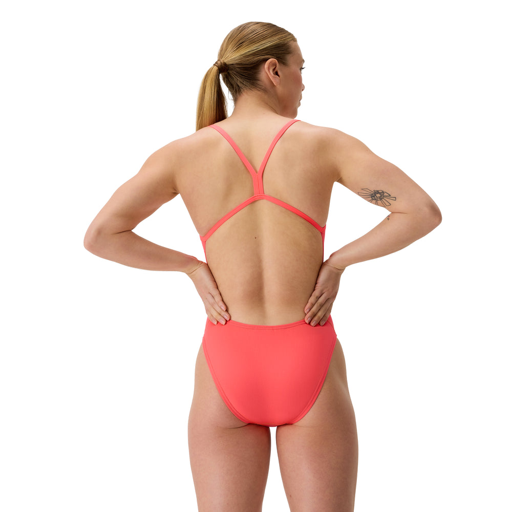 Womens Solid V-Back Neon Coral