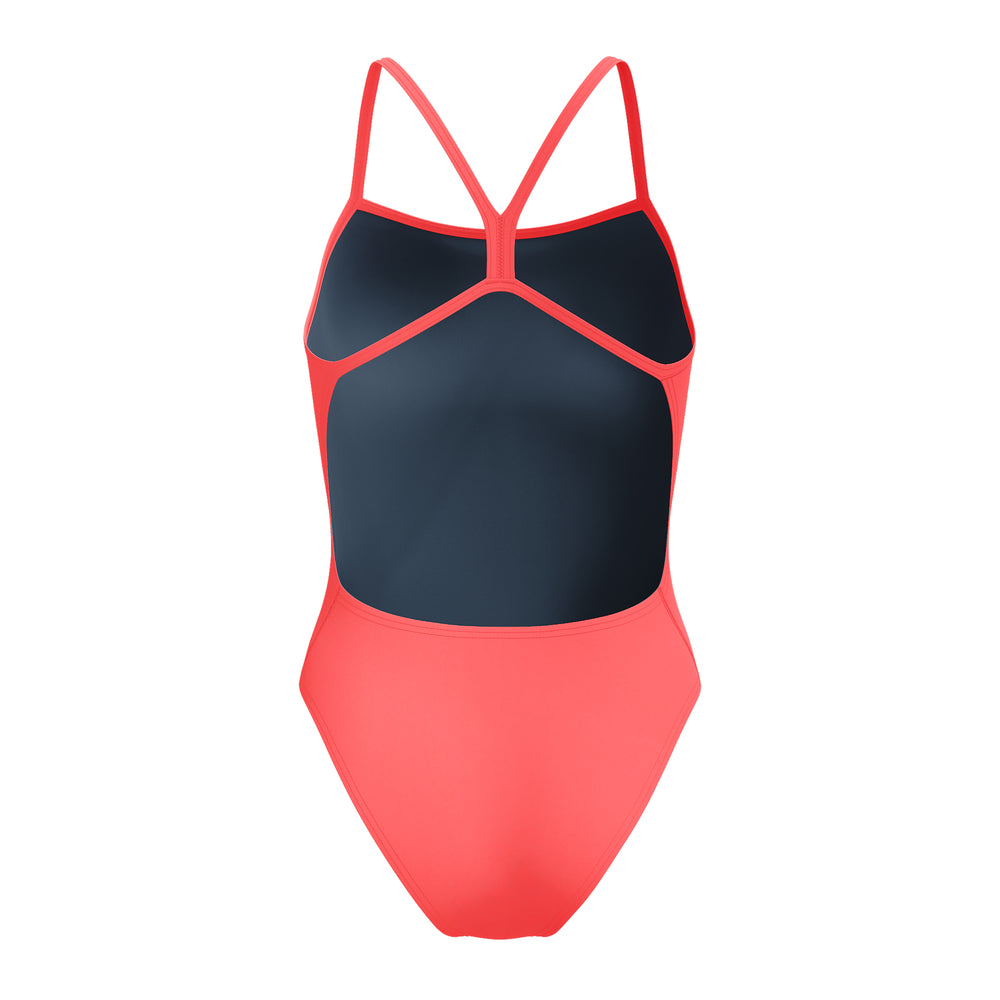 Womens Solid V-Back Neon Coral