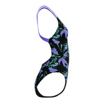 Girls Printed Leaderback Floral Glitch Black