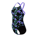 Girls Printed Leaderback Floral Glitch Black