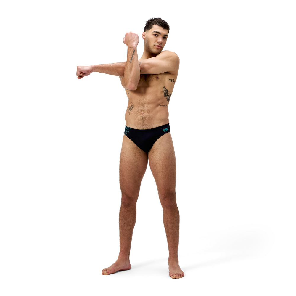 Mens Enndurancee+ 7cm Tech Panel Brief Black/Turquoise Gem