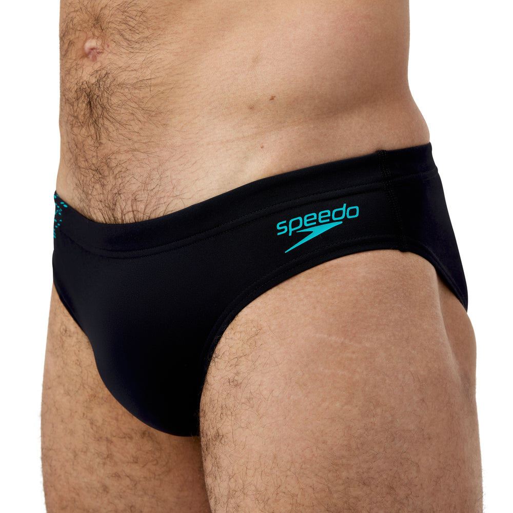 Mens Enndurancee+ 7cm Tech Panel Brief Black/Turquoise Gem