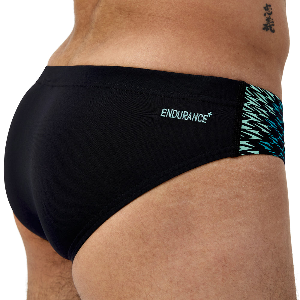 Mens Enndurancee+ 7cm Tech Panel Brief Black/Turquoise Gem