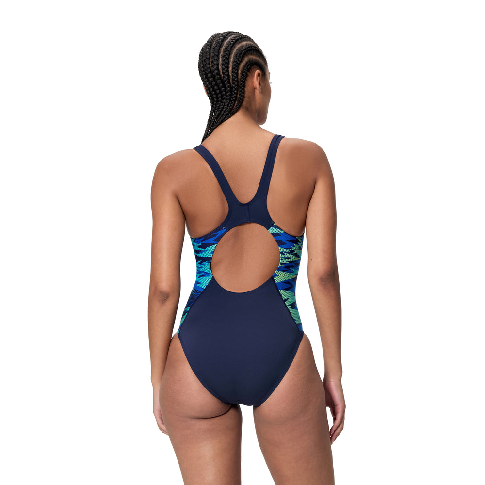 Womens Printed Splice Muscleback Peacoat/Sapphire